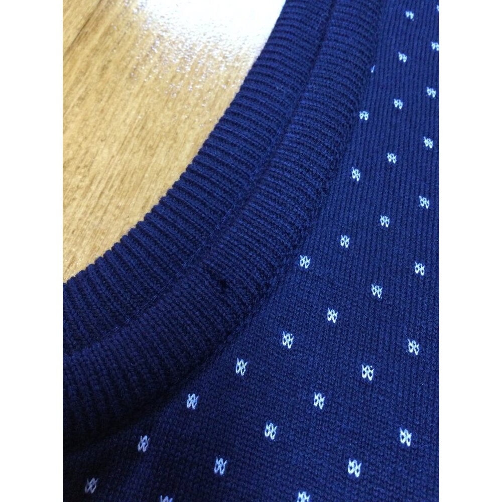 St John Womens Sleeveless Knit Sweater Top Size S Navy Polka Dot Made In USA - Picture 9 of 9